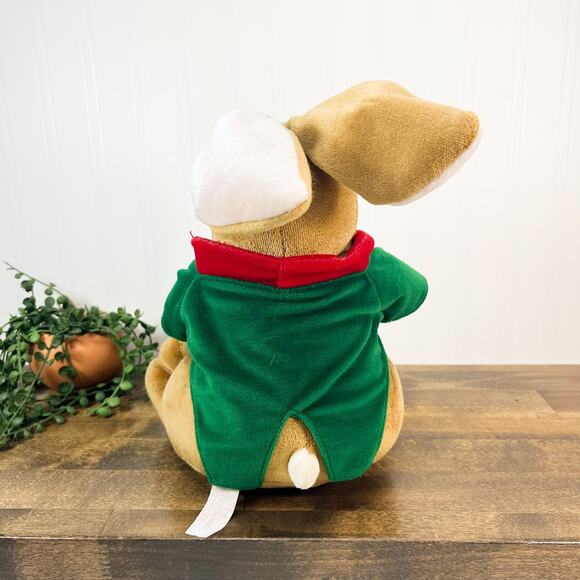 18” Vintage Christmas Velveteen Rabbit Plush Green Coat Commonwealth 1995 - Picture 5 of 8